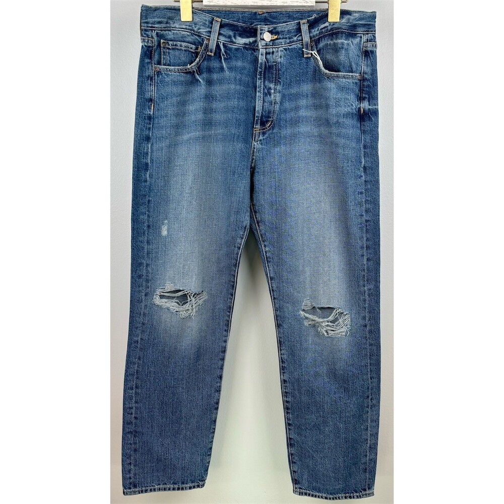 Outerknown S.E.A. Jeans Size 31 Fillmore Boyfriend Distressed Medium Wash - Picture 4 of 12